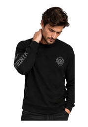 T-shirt manica lunga stampa retro uomo nero guess