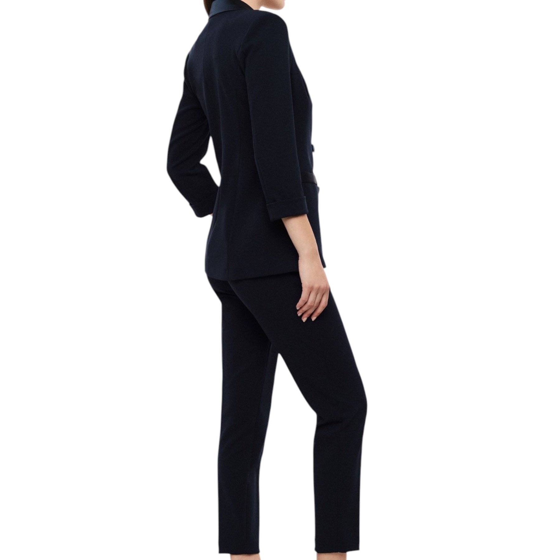 Pantaloni sartoriali linea affusolata donna blu imperial