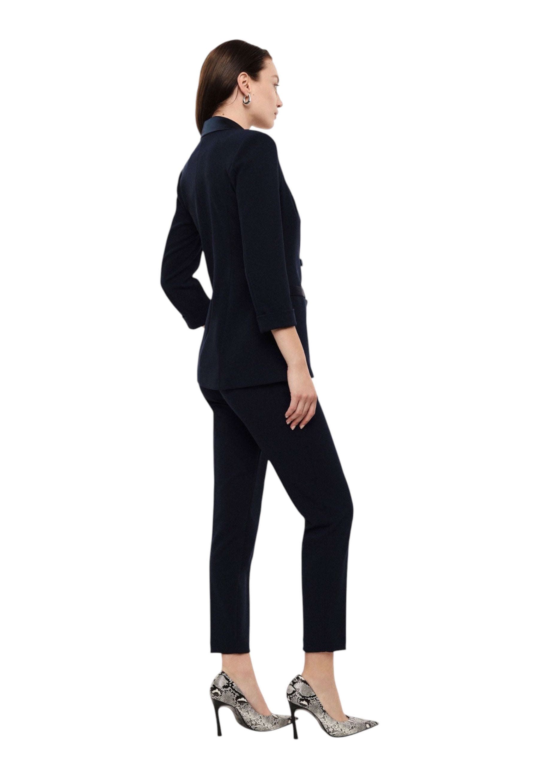 Pantaloni sartoriali linea affusolata donna blu imperial