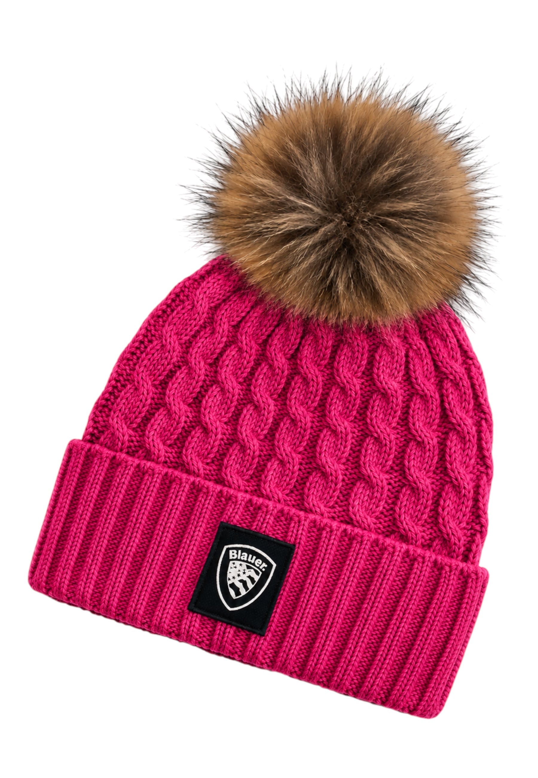 Cappello marotta con pompon in lana fucsia blauer - cappelli