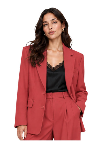 Blazer monopetto con tasche a patta laterali donna rosa imperial