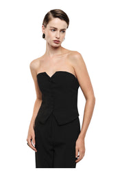 Top bustier con bottoni e scollo a cuore donna nero imperial