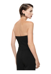 Top bustier con bottoni e scollo a cuore donna nero imperial