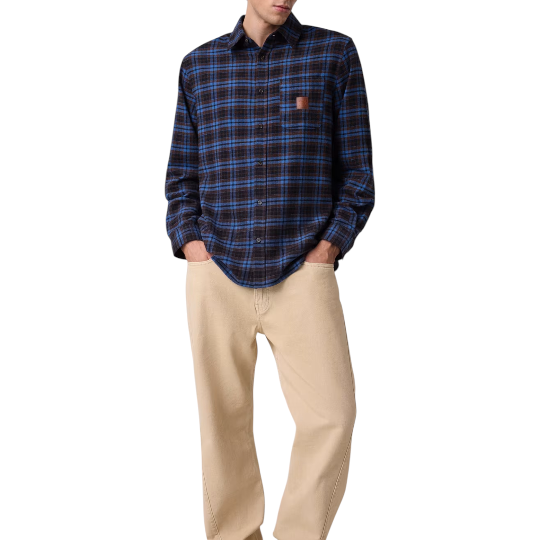 Camicia in flanella uomo blu guess - camicie