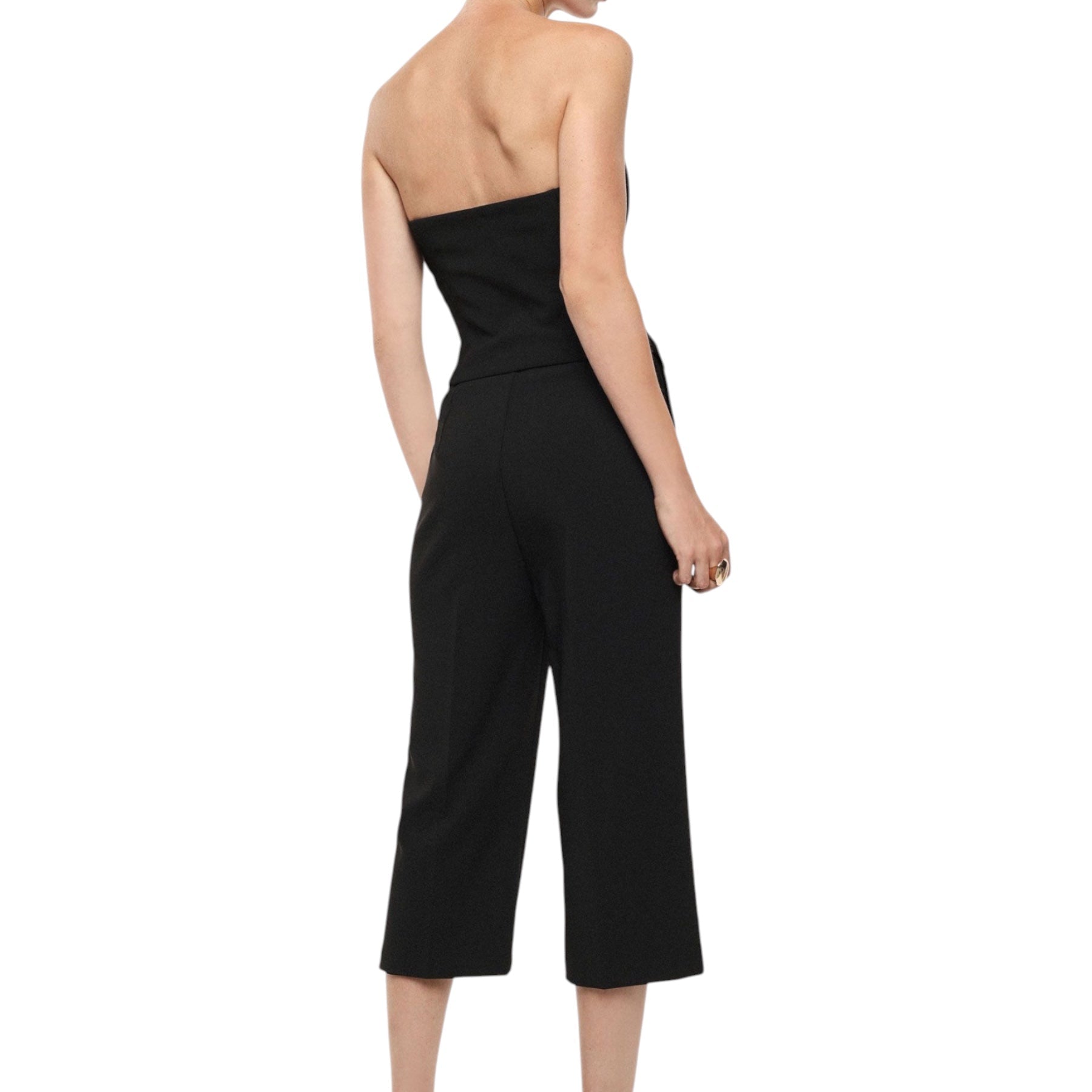 Pantaloni cropped vita alta linea ampia donna nero imperial