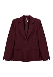 Blazer monopetto con tasche a patta laterali donna bordeaux imperial