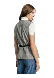 Gilet scozzese con cintura sottile e zip Donna Grigio PLEASE