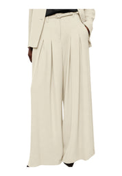 Pantaloni palazzo a vita alta con pinces e cintura donna avorio imperial