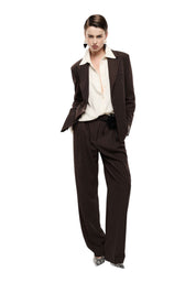 Blazer gessato regular-fit con tasche a filetto donna marrone imperial