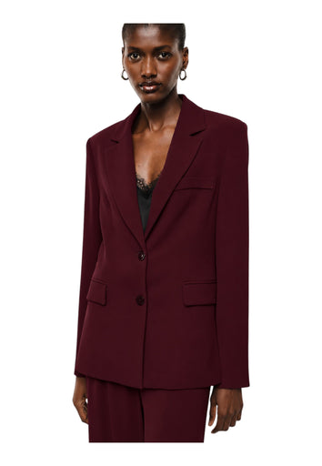 Blazer monopetto con tasche a patta laterali donna bordeaux imperial