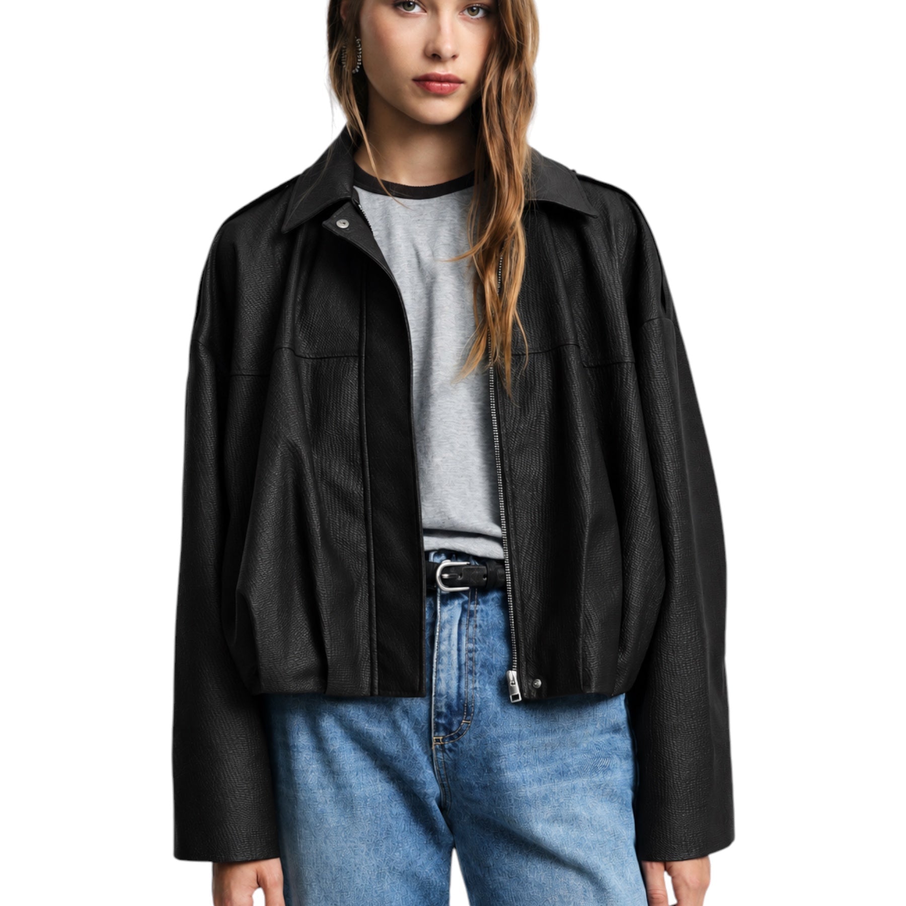 Giacca in ecopelle corta donna nero please - giacche