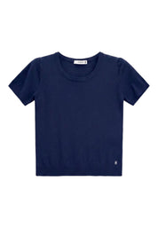 Top girocollo a costine Donna Blu PLEASE