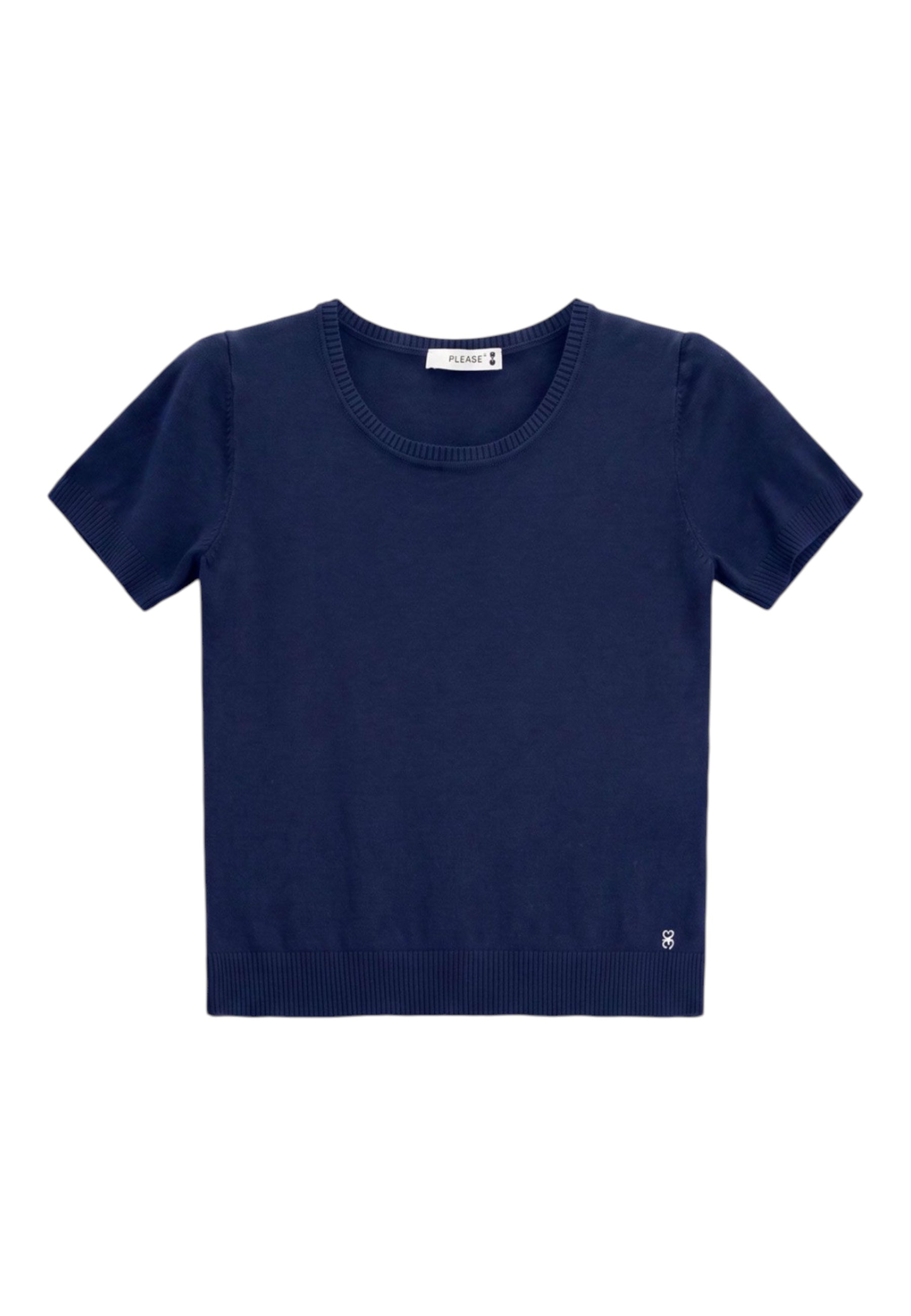 Top girocollo a costine Donna Blu PLEASE