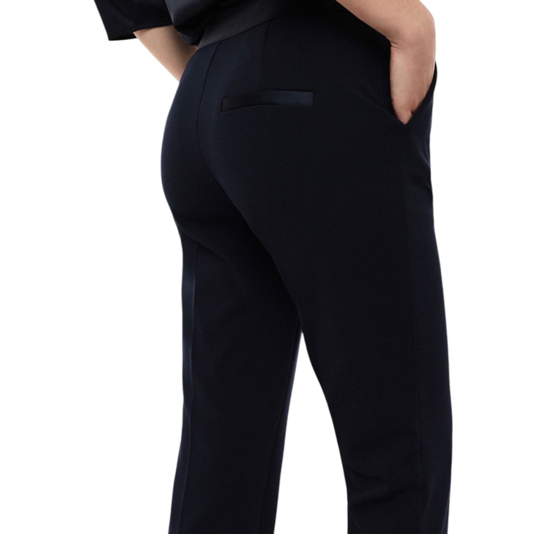 Pantaloni sartoriali linea affusolata donna blu imperial