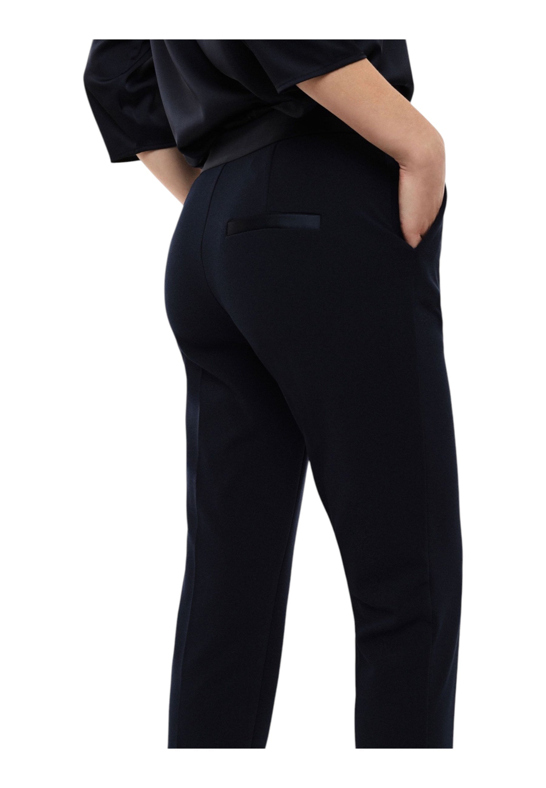 Pantaloni sartoriali linea affusolata donna blu imperial