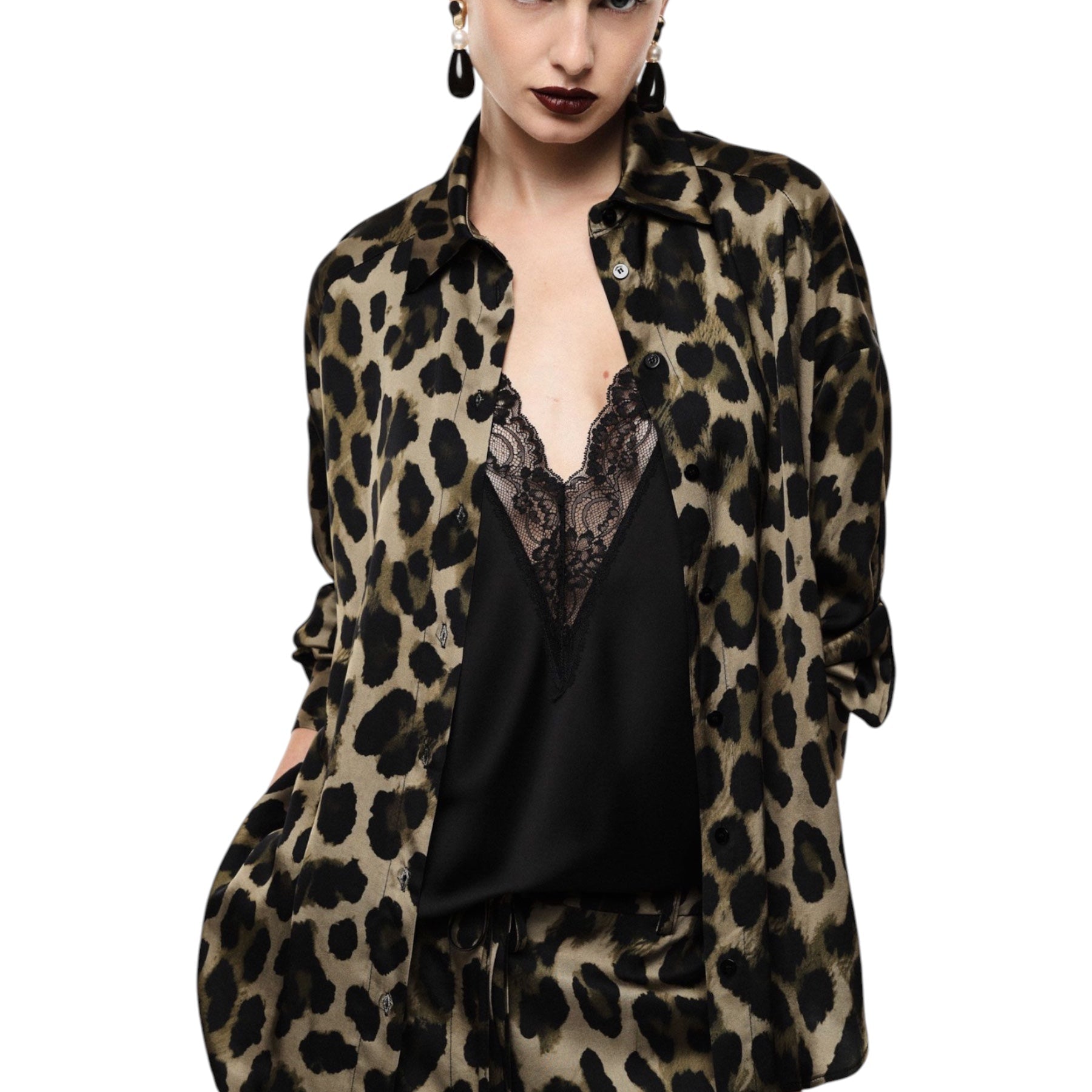 Camicia stampa animalier donna verde imperial - camicie