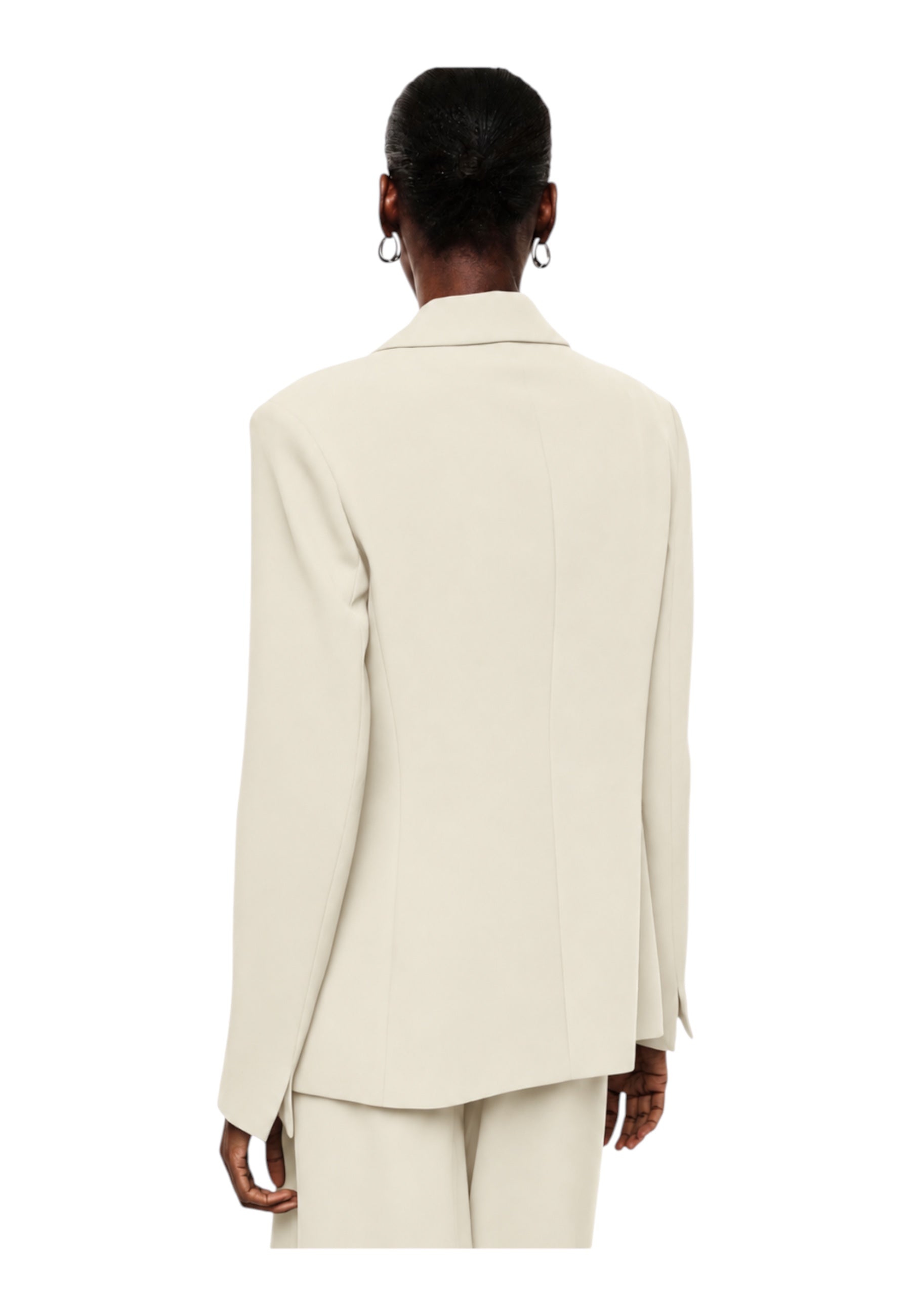 Blazer monopetto con tasche a patta laterali donna avorio imperial