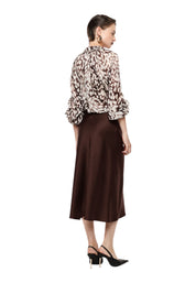 Gonna midi a vita alta con linea svasata donna bordeaux imperial - gonne