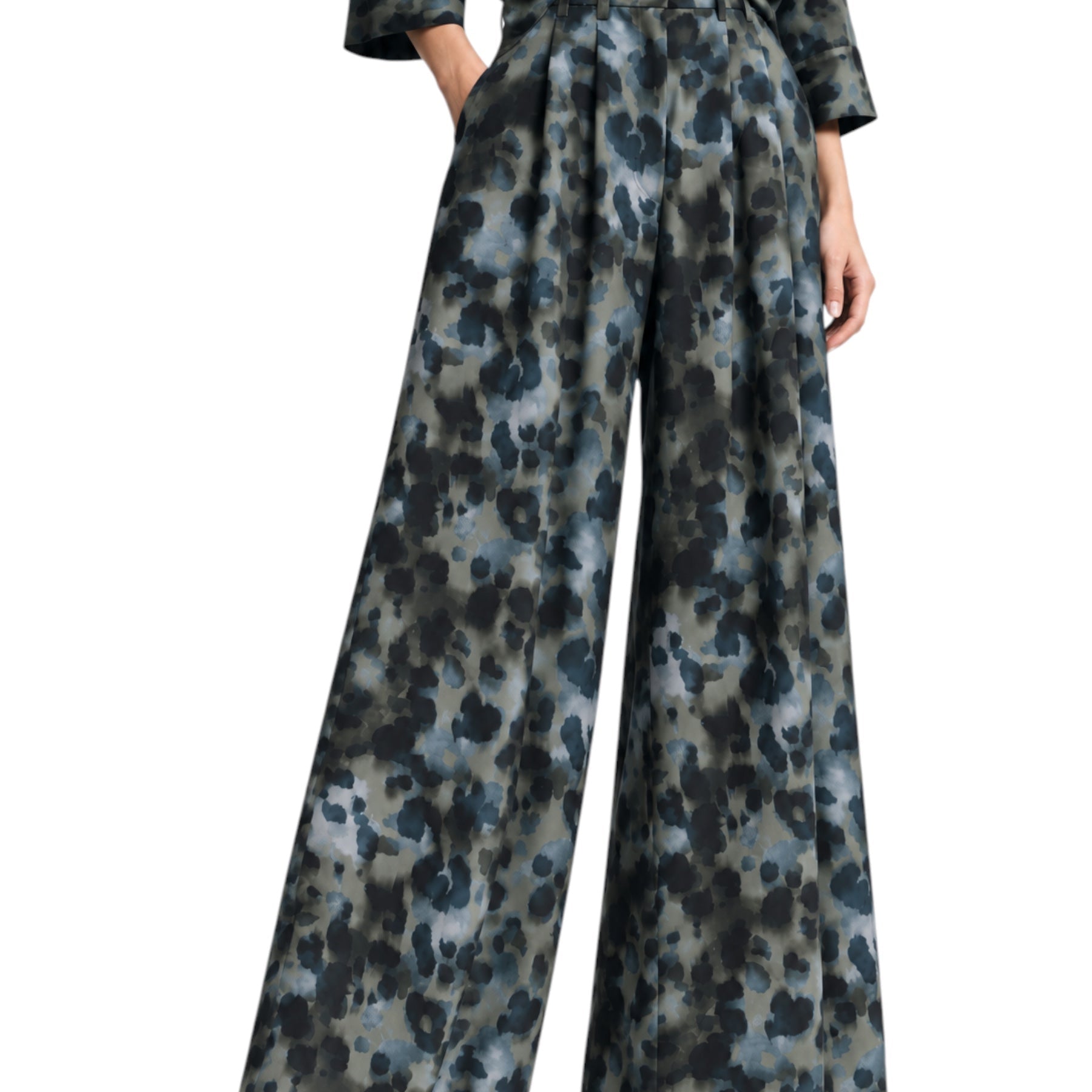 Pantaloni palazzo con pinces e vita alta donna multicolore please