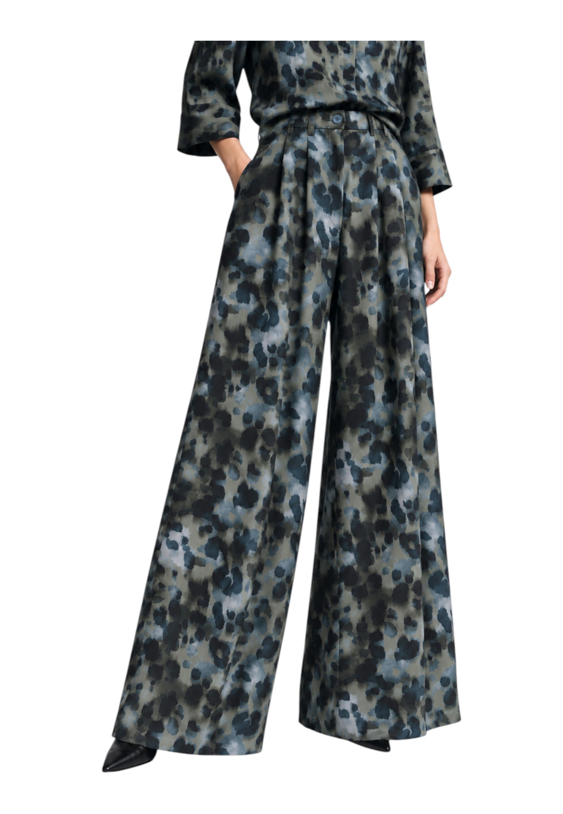 Pantaloni palazzo con pinces e vita alta Donna Multicolore PLEASE