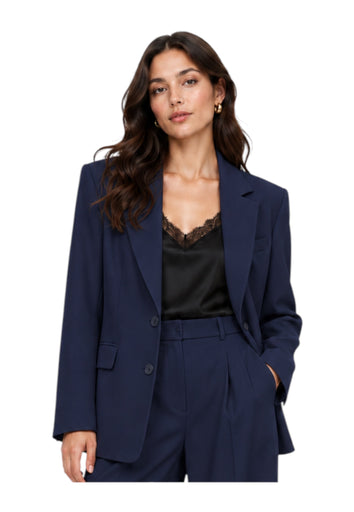 Blazer monopetto con tasche a patta laterali donna blu imperial