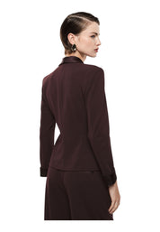 Blazer monopetto con revers a scialle e tasche donna bordeaux imperial