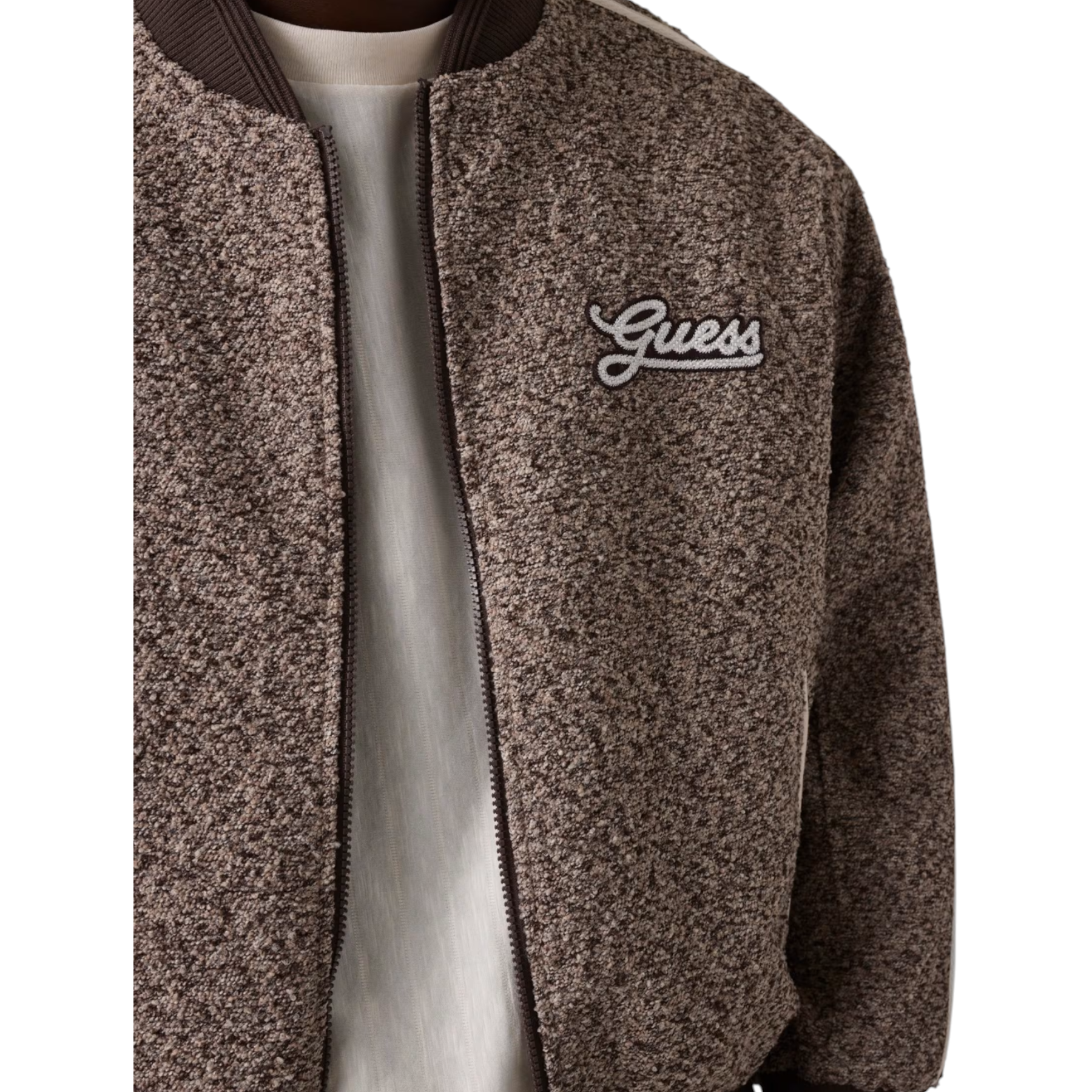 Giacca bomber full zip uomo marrone guess - felpe
