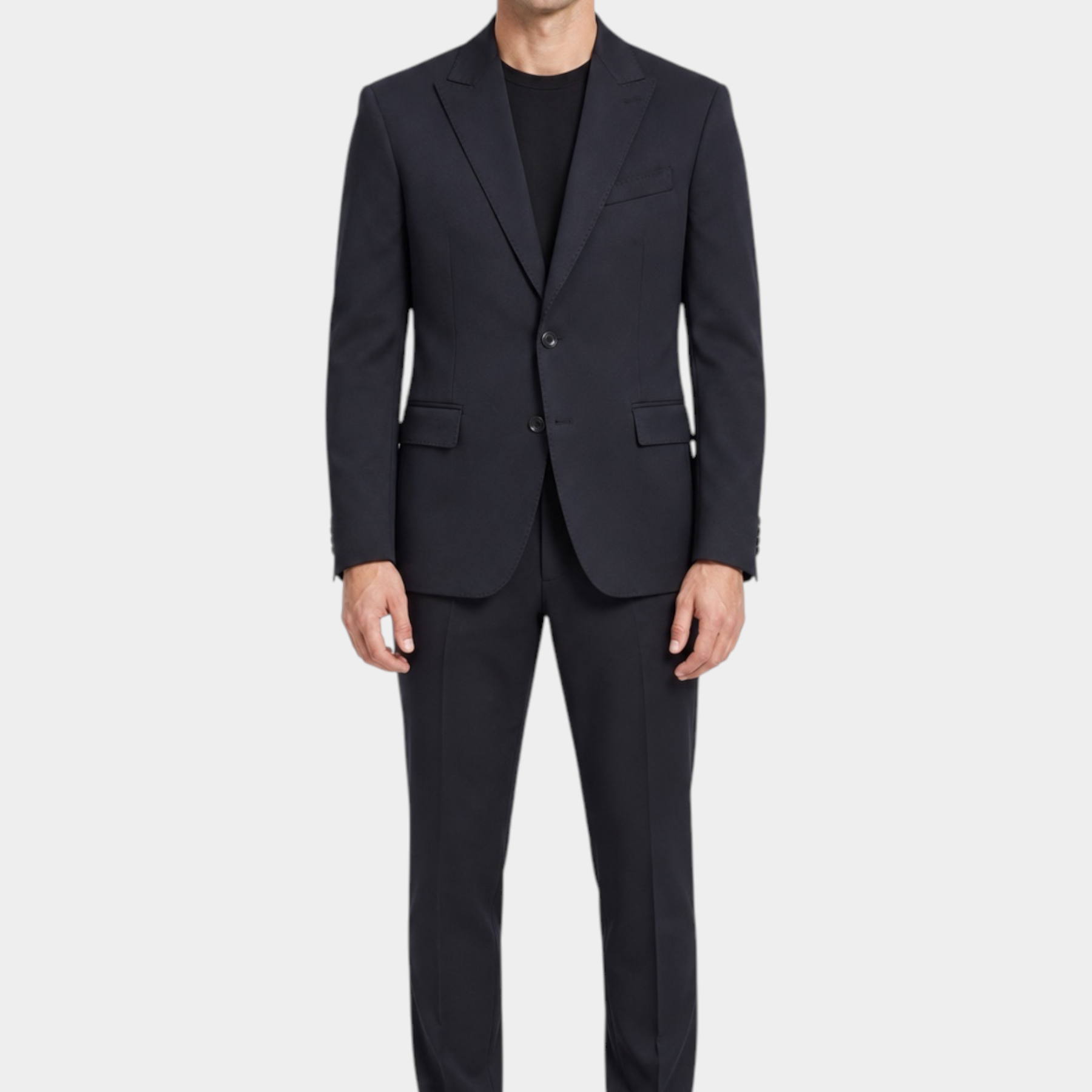 Abito monopetto blu Follower SRL in misto poliestere e viscosa, taglio sartoriale Made in Italy indossato da uomo
