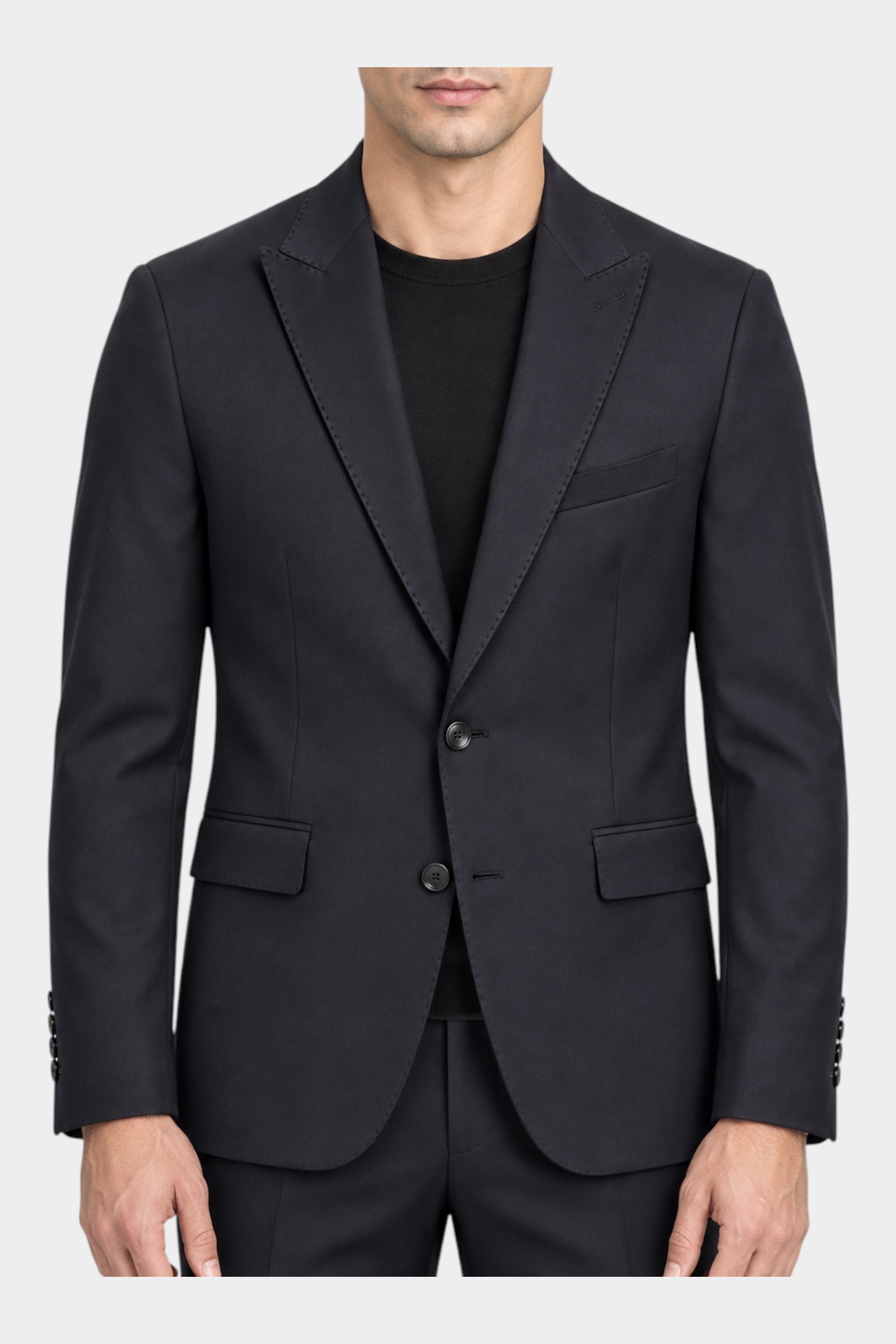 Abito monopetto blu Follower SRL in misto poliestere e viscosa con taglio sartoriale Made in Italy