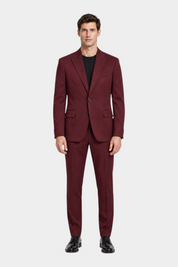 Abito monopetto Follower SRL color bordeaux in misto poliestere e viscosa indossato da un modello