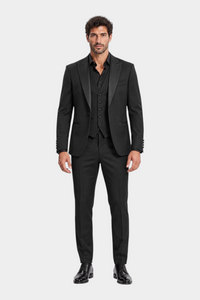 Abito Monopetto 3 pezzi Made in Italy Uomo Nero DANIELE ALESSANDRINI - 48