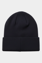 Berretto Follower SRL Blauer blu in misto lana e cashmere a coste con risvolto, stile invernale classico.