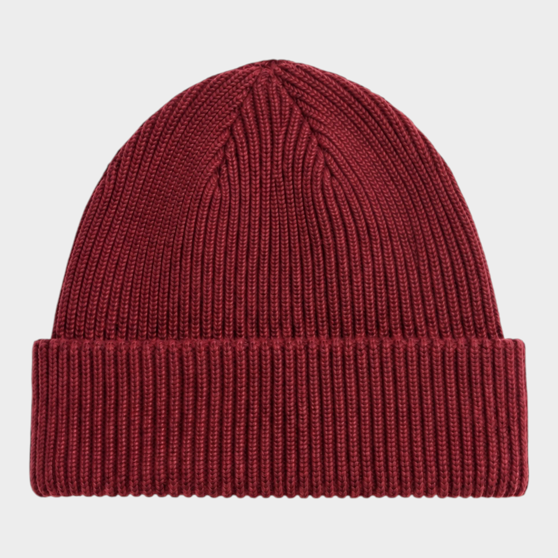 Berretto unisex Follower SRL Salty Lined di colore bordeaux in maglia a coste con risvolto