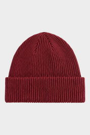 Berretto unisex Follower SRL Salty Lined di colore bordeaux in maglia a coste con risvolto