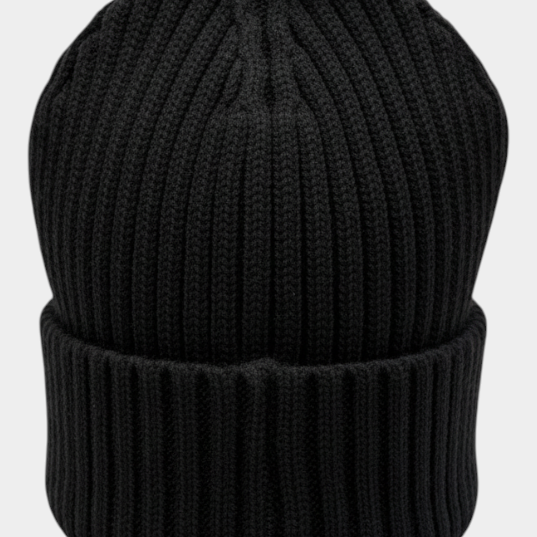 Berretto a cuffia unisex nero a coste Follower SRL con risvolto, ideale per l'inverno