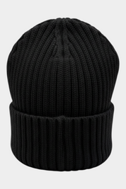 Berretto a cuffia unisex nero a coste Follower SRL con risvolto, ideale per l'inverno