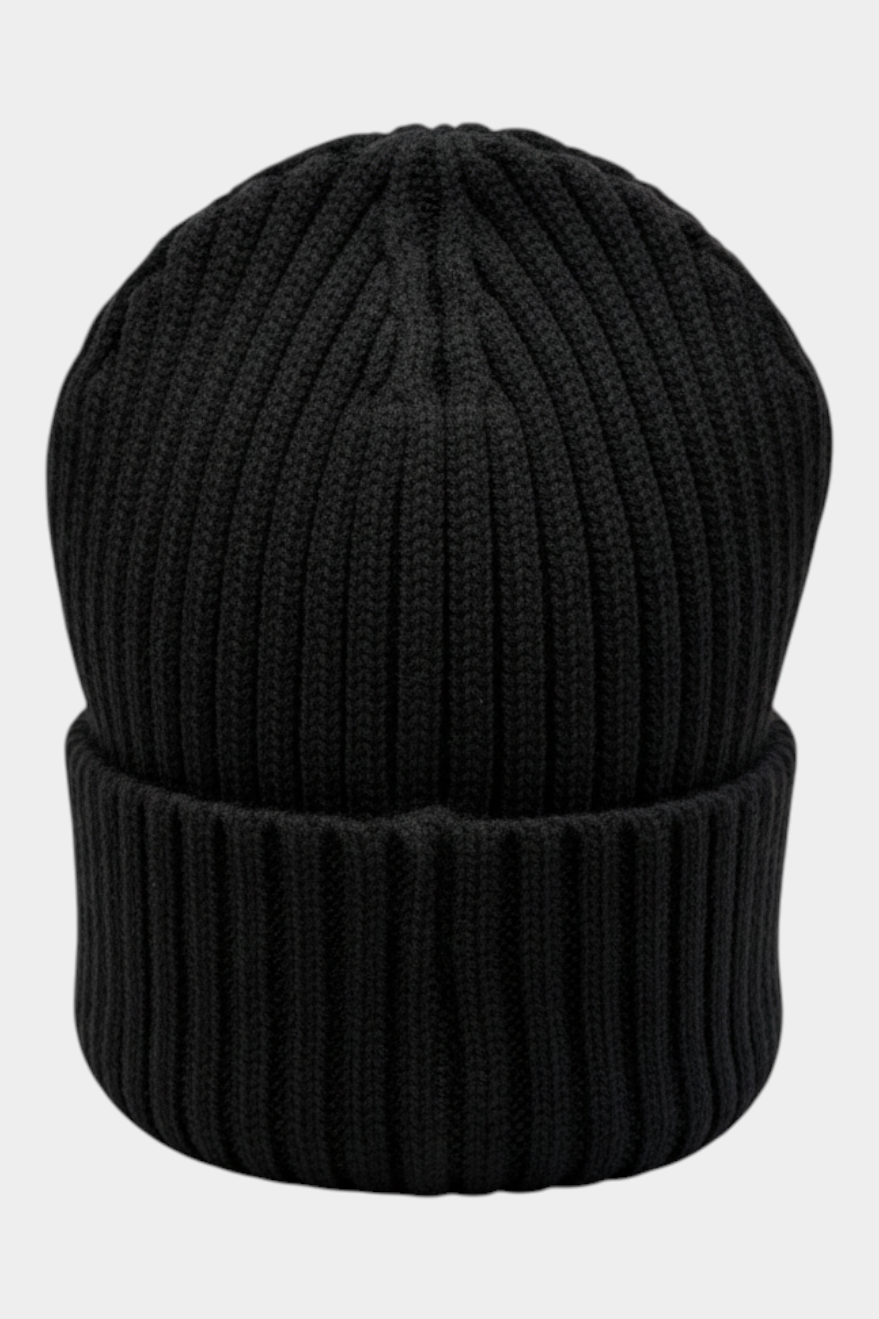 Berretto a cuffia unisex nero a coste Follower SRL con risvolto, ideale per l'inverno