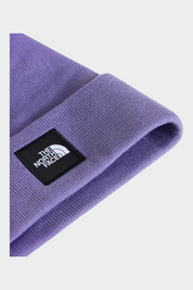 Berretto Dock Worker Follower SRL color lilla con logo The North Face cucito sul risvolto in maglia a coste