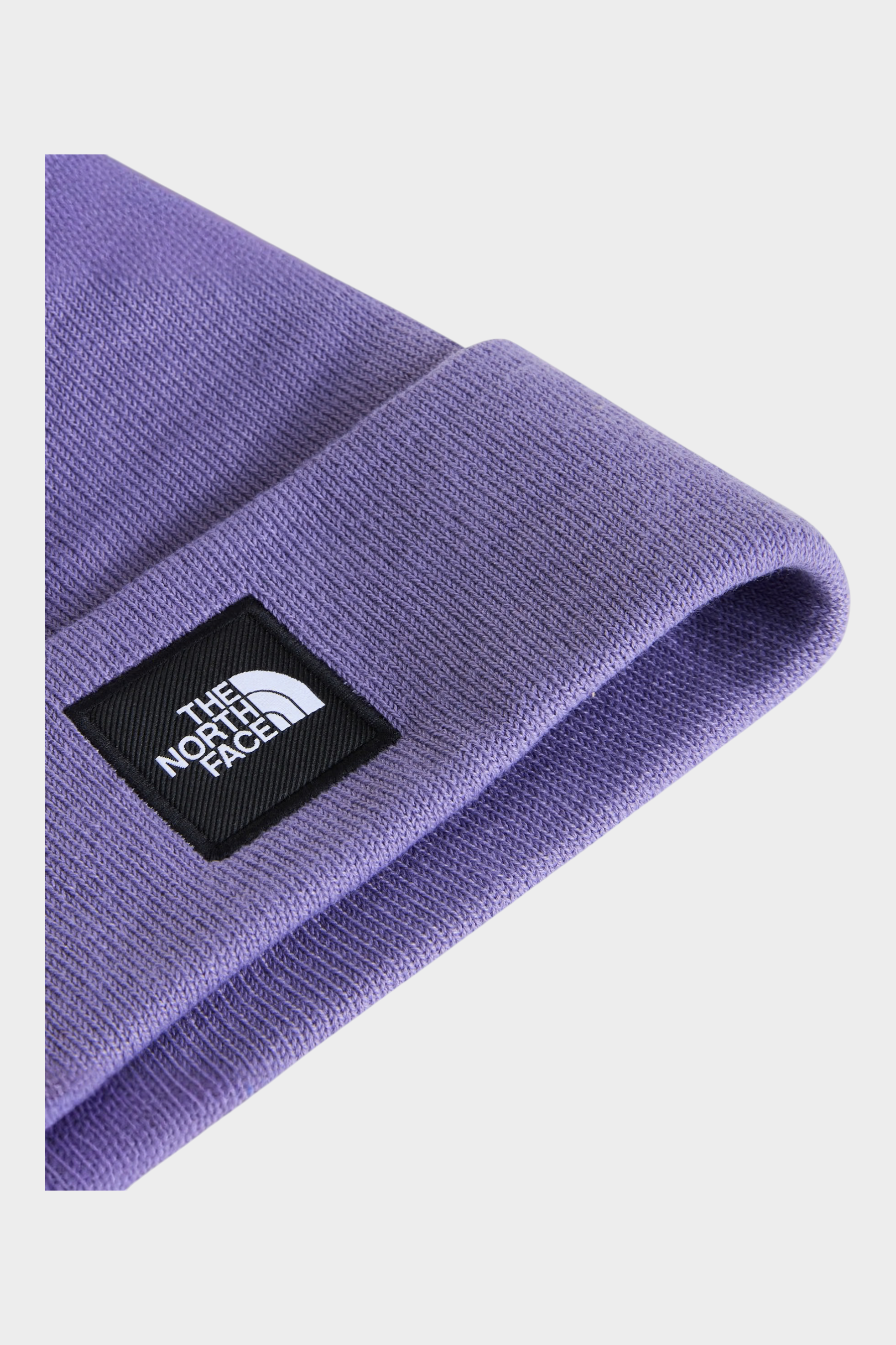 Berretto Dock Worker Follower SRL color lilla con logo The North Face cucito sul risvolto in maglia a coste