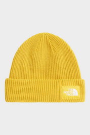 Berretto unisex Follower SRL The North Face Salty Lined in maglia a coste color giallo con risvolto e logo frontale