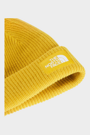 Berretto unisex giallo a coste The North Face con etichetta logo in evidenza, venduto da Follower SRL
