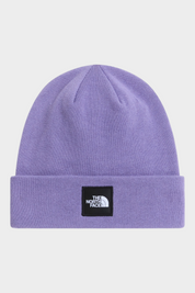Berretto unisex Follower SRL The North Face Dock Worker in maglia color lilla con patch logo frontale