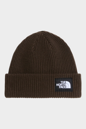 Berretto unisex Follower SRL The North Face Salty Lined in maglia a coste color marrone con risvolto e logo