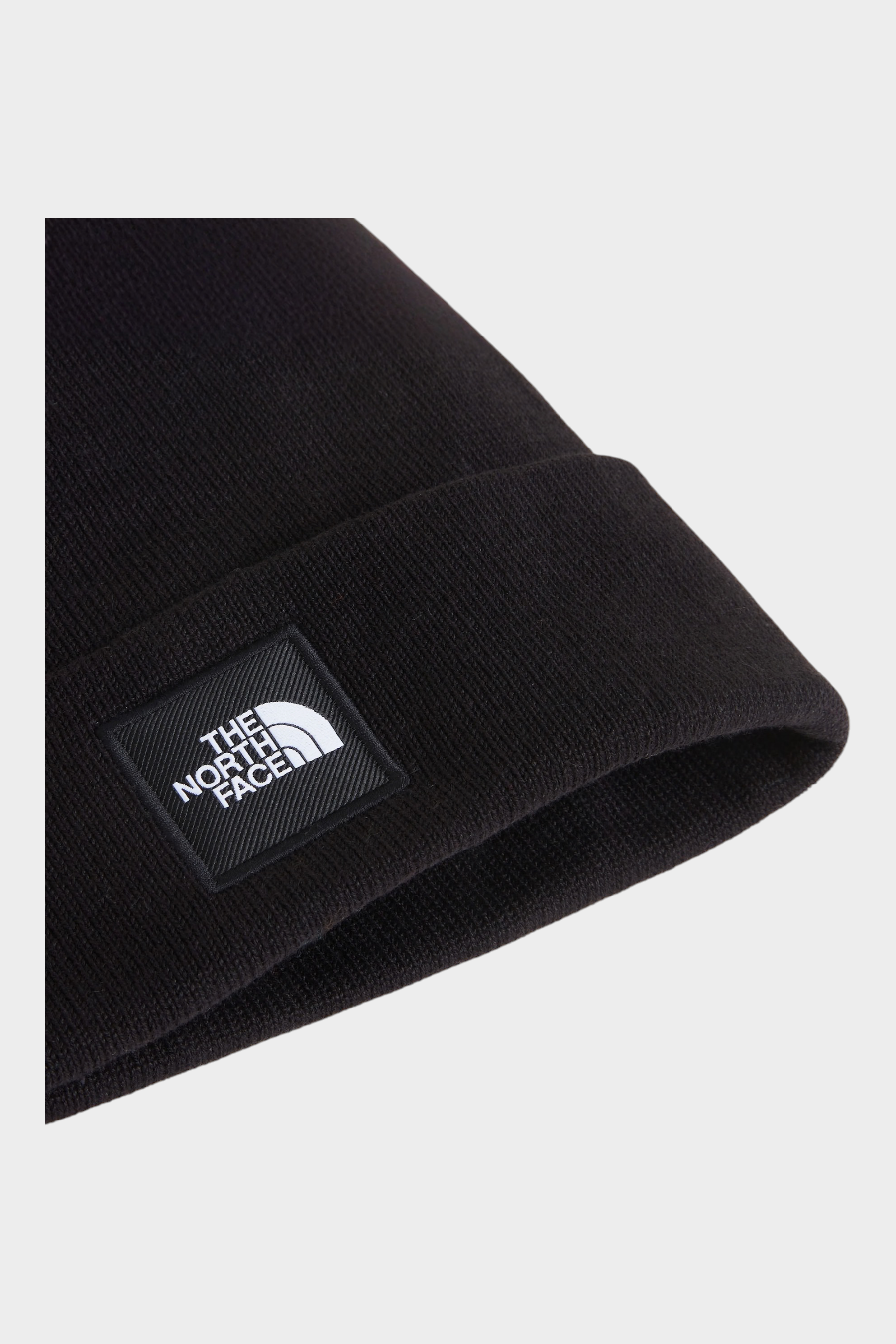 Berretto nero unisex Dock Worker di Follower SRL con logo The North Face cucito sul risvolto in maglia