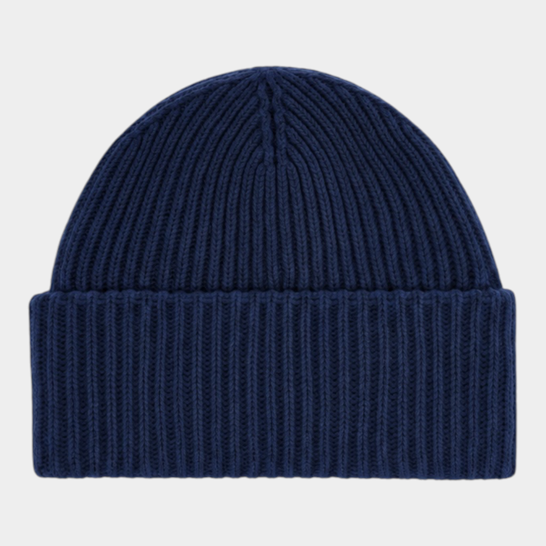 Berretto a costine Follower SRL in misto lana blu navy, modello Sheldon unisex con risvolto