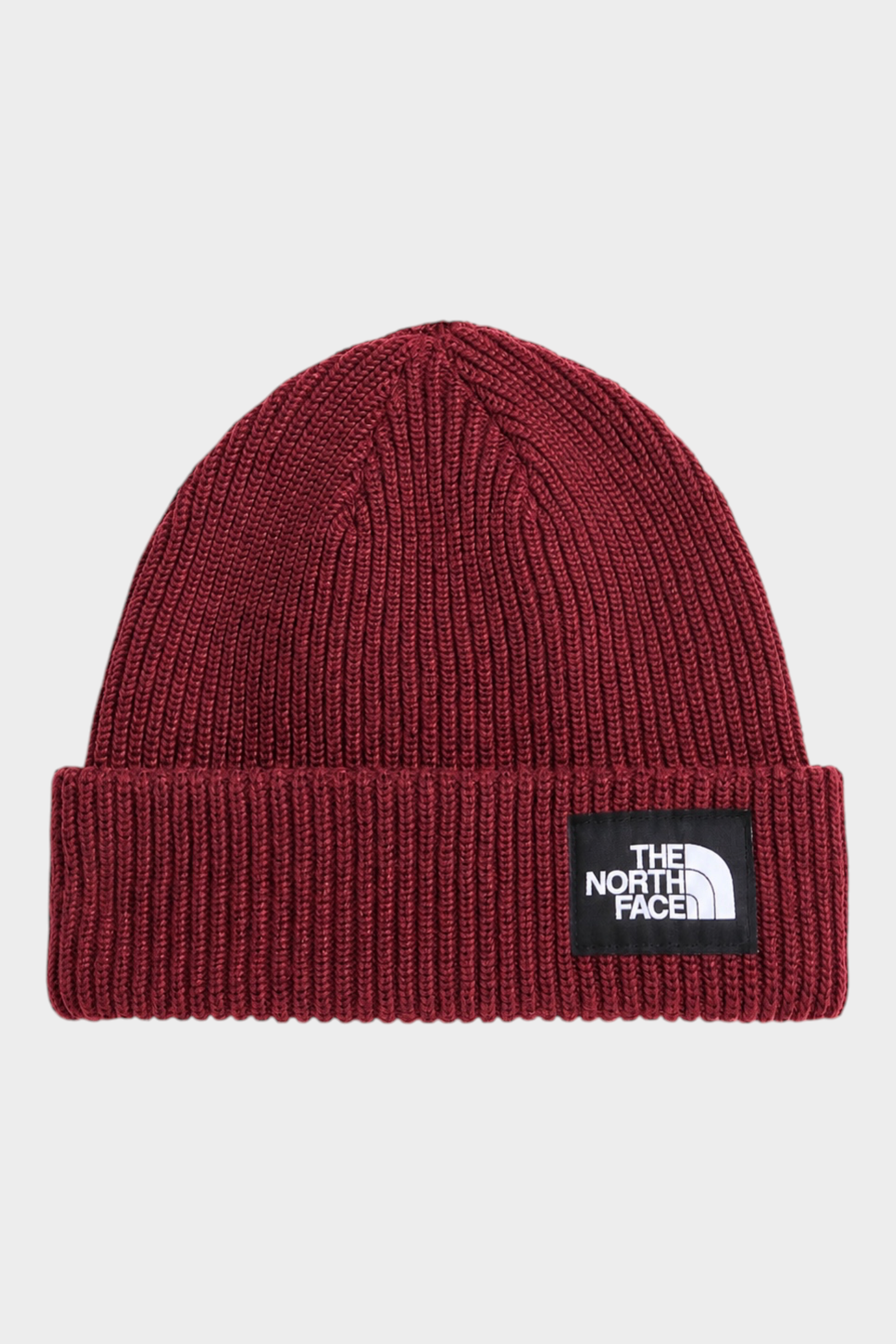 Berretto Follower SRL The North Face Salty Lined color bordeaux a coste con risvolto e logo frontale