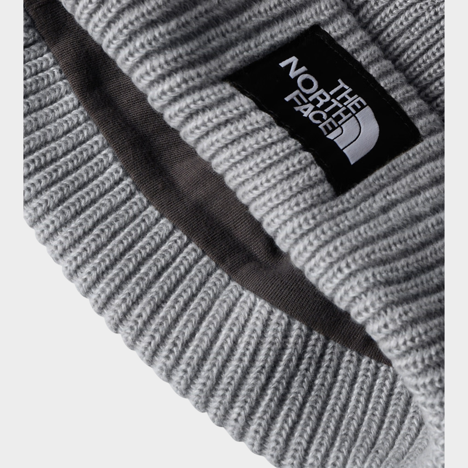 Berretto Follower SRL The North Face Salty Lined in maglia a coste grigia con etichetta logo nera