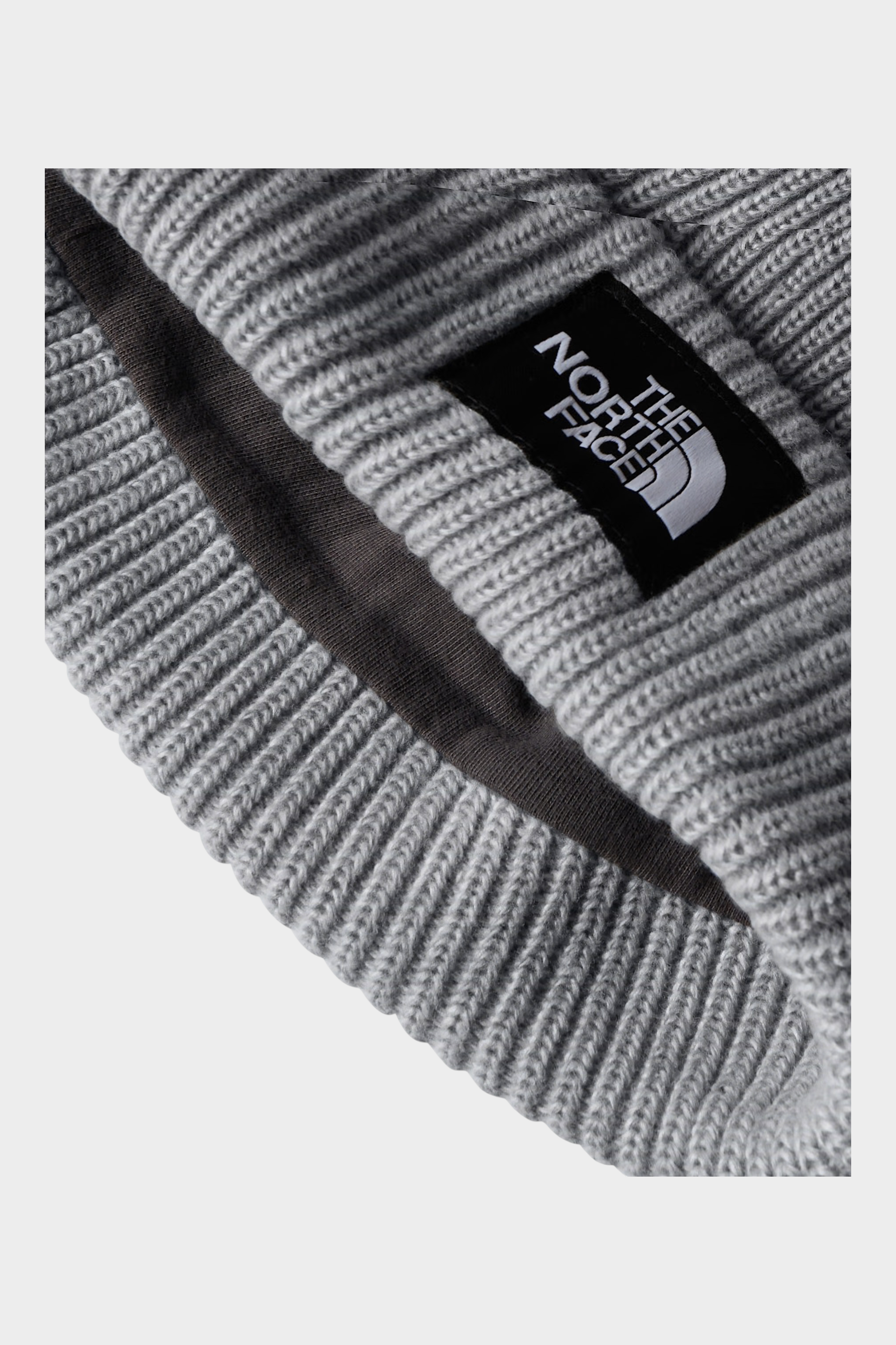 Berretto Follower SRL The North Face Salty Lined in maglia a coste grigia con etichetta logo nera
