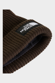 Berretto unisex Follower SRL The North Face in maglia a coste marrone con fodera interna e logo frontale