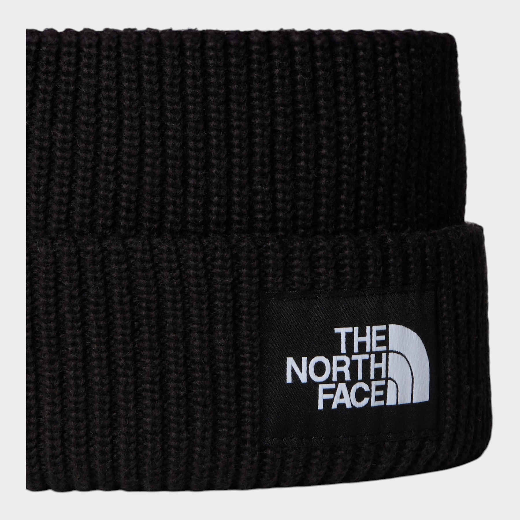 Berretto unisex Follower SRL The North Face Salty Lined nero in maglia a coste con logo bianco frontale